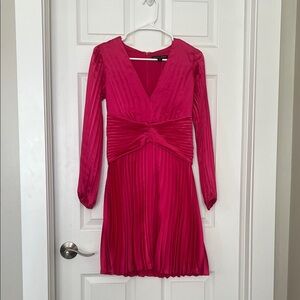 70s Style Boston Proper Fuchsia Long Sleeve Dress